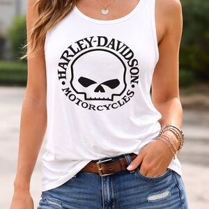 Harley-Davidson White Tank with Black Skull Logo